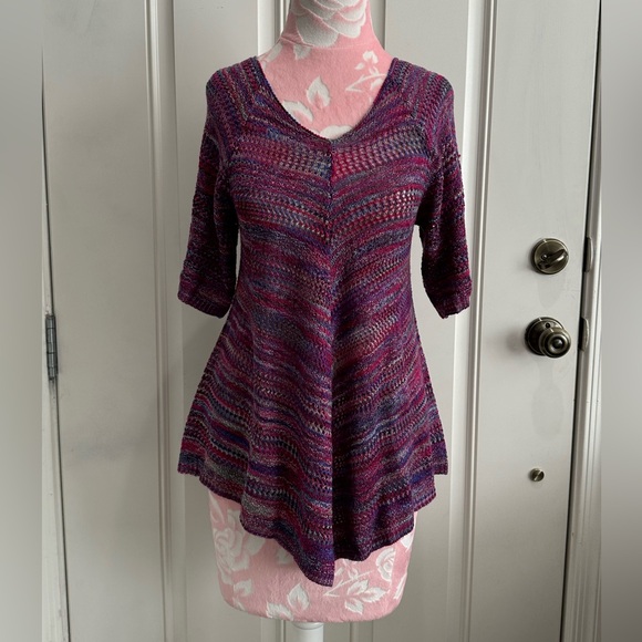 Faded Glory Acrylic Chevron-herringbone Purple Color Block Beach Knit - S - Picture 3 of 9